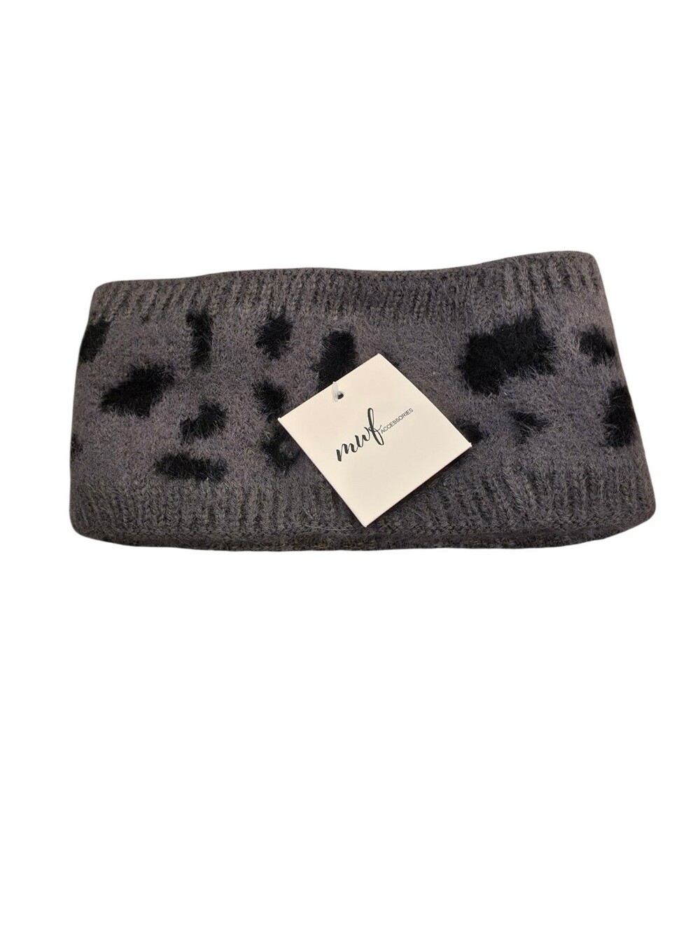 Gray & Black Leopard Knit Headband